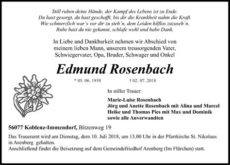 Traueranzeigen Von Edmund Rosenbach Rz Trauer De