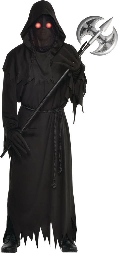 Mens Grim Reaper Black Light Up Outfit With Robe Halloween Costume Assorted Sizes Party City