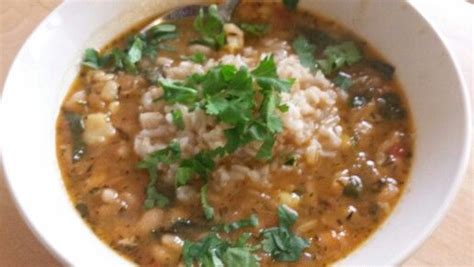 In fact, the beloved was so interested in eating these beans that he decided to make them himself! Vegan Great Northern Bean Soup with Veggies, Yellow Yams, Brown Rice with Quinoa Soup.... That's ...