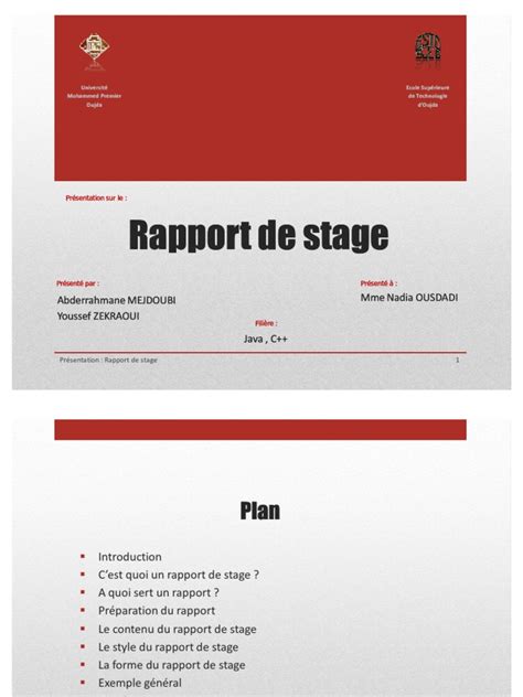 Présentation Rapport De Stage