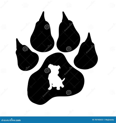 Vector Silhouette Of Dog S Paw Stock Illustration Illustration Of