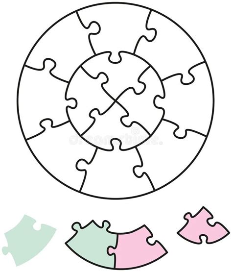 Jigsaw Puzzle Two Circles Vector Illustration Puzzle Piece Template