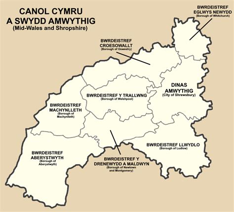 Mid Wales And Shropshire And Its Administrative Divisions Imaginarymaps