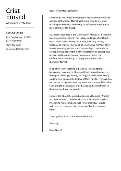 Associate Professor Cover Letter Example For 2023 Skills And Templates