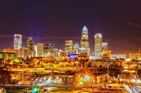 Skyline Of Uptown Charlotte North Carolina At Night Photograph By Alex