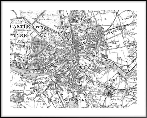 Newcastle Upon Tyne Map Old Newcastle Upon Tyne Map Vintage Etsy