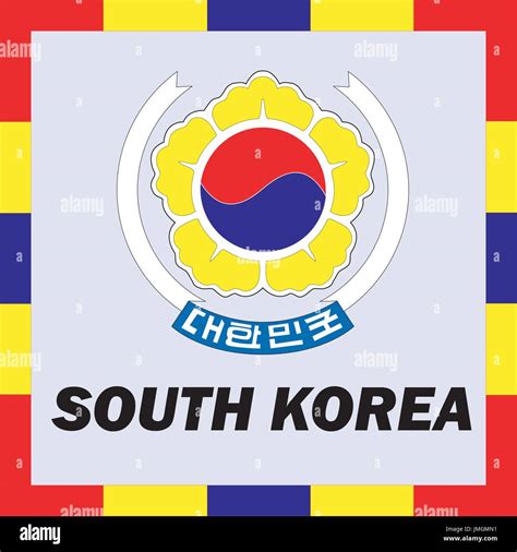 Official Ensigns Flag And Coat Of Arm Of South Korea Stock Vector