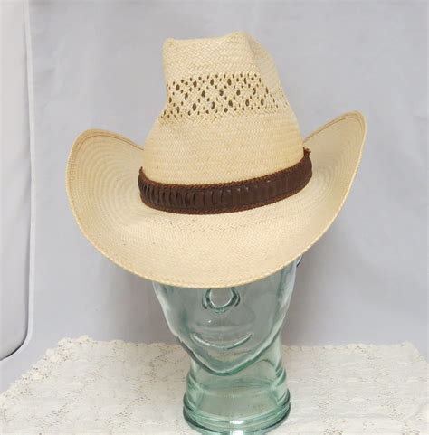 Vintage Stetson Summer Straw Roadrunner Cowby Hat Etsy Stetson