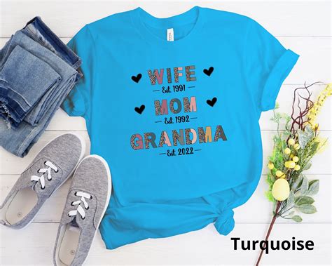 Custom Wife Mom Est Grandma Est Shirt Mothers Day Shirt Mom Etsy