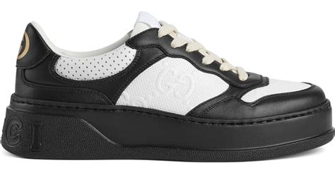 Gucci Leather Gg Embossed Sneaker In Black Lyst