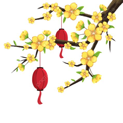 Vietnamese Yellow Apricot Flower New Year Tet Lantern Decoration