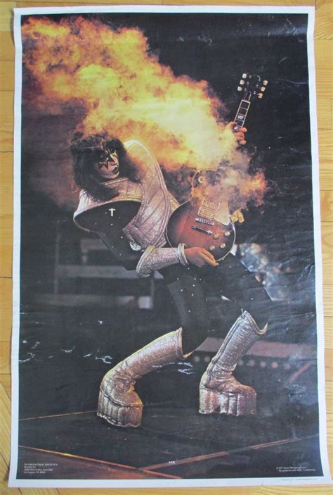 Kiss Vintage Poster Ace Frehley Smoking Guitar Original X Record Collectors