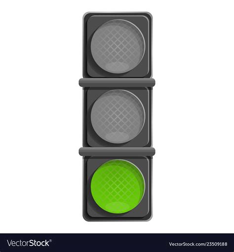 City Green Traffic Light Icon Cartoon Style Vector Image