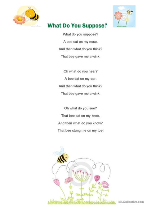 Poems About Bees English Esl Worksheets Pdf And Doc