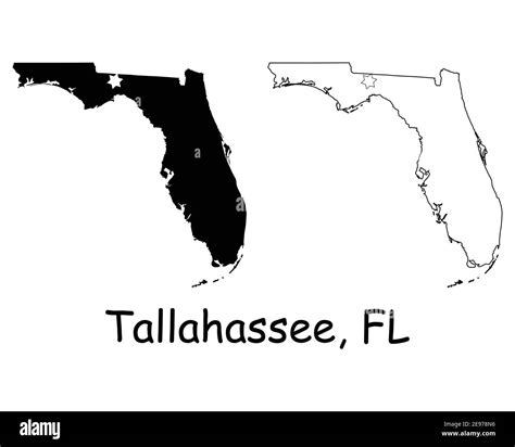 Florida Fl State Maps Usa With Capital City Star At Tallahassee Black