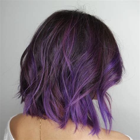 brown bob with purple balayage purple balayage hair color purple purple ombre hair
