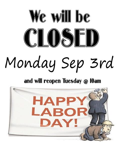 Free Printable Closed Signs For Labor Day Design Corral