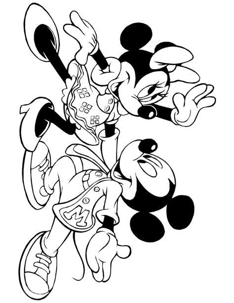 Mickey Mouse Dancing With Minnie Mouse Coloring Page H And M Coloring Pages