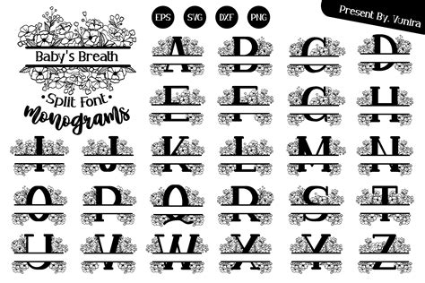 Babys Breath Split Monogram Font Graphic By Vunira · Creative Fabrica