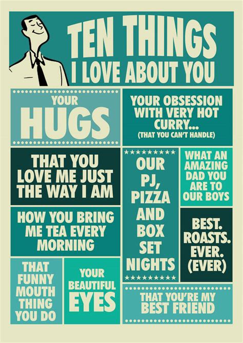 Ten Things I Love About You Print For Him By Teaonesugar