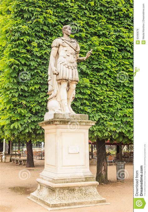 Statue Of Gaius Julius Caesar In The Jardin Destuileries Editorial