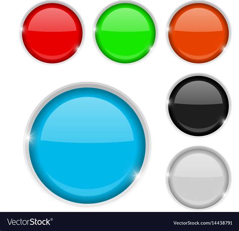 Round Buttons Colored Set Of 3d Icons Royalty Free Vector