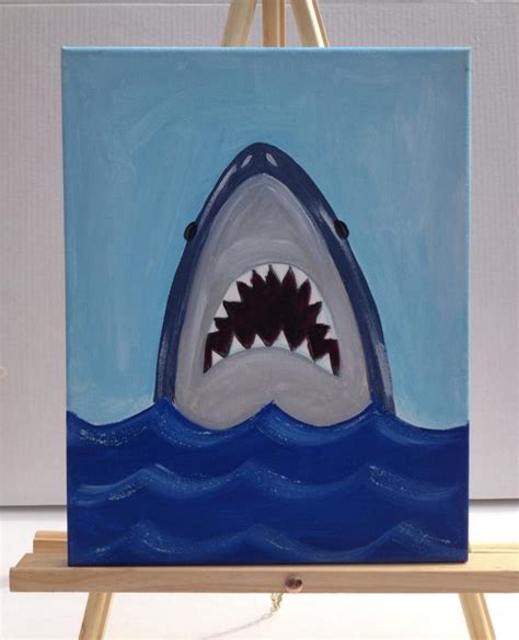 Easy pictures to draw on canvas. Items similar to Shark Painting/Beach Art/Art for kids ...