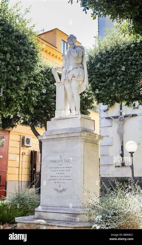 Piazza Tasso In Sorrento Monument Of Torquato Tasso At Central Square