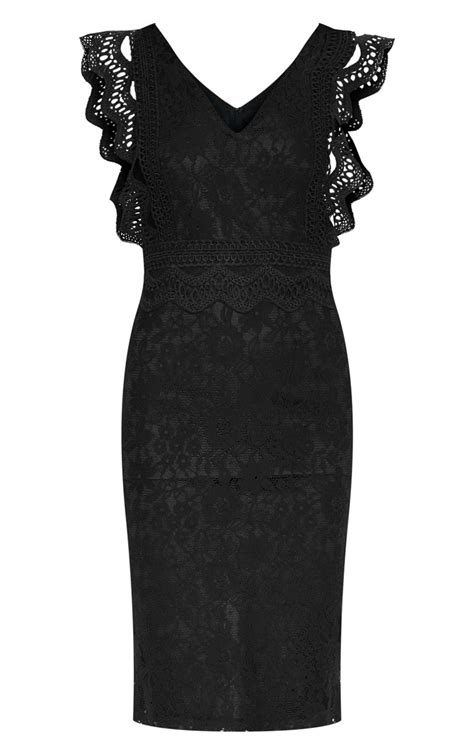 Black Lace Trim Dress Dresses Prettylittlething Usa