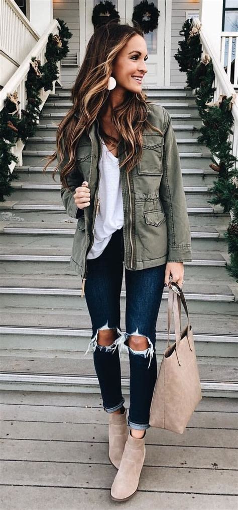 Winter Outfits Womens Grey Denim Zip Up Jacket Click