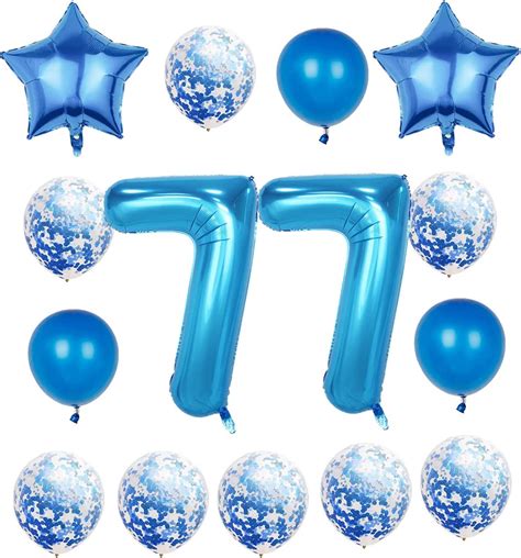 77th Birthday Decorations Party Suppliesblue Number 77