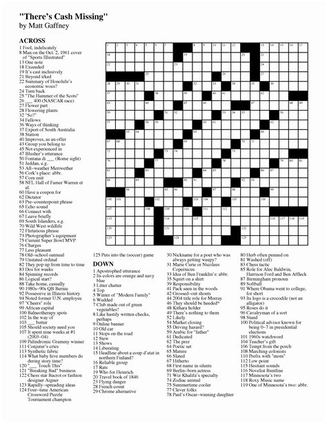 New York Times Crossword Printable Customize And Print