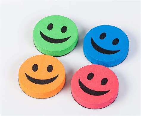 Bnc Smiley Face Circular Whiteboard Eraser 12 Pack Assorted Color