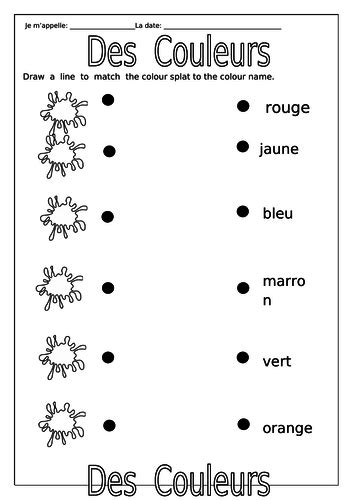 French Colours Des Couleurs Worksheets By Labellaroma Teaching