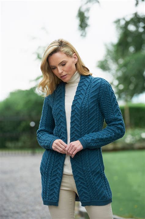 super soft merino open aran cable knit coat the irish celtic craft shop