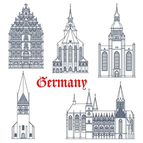Premium Vector Germany Landmark Architecture Cathedrals Icons