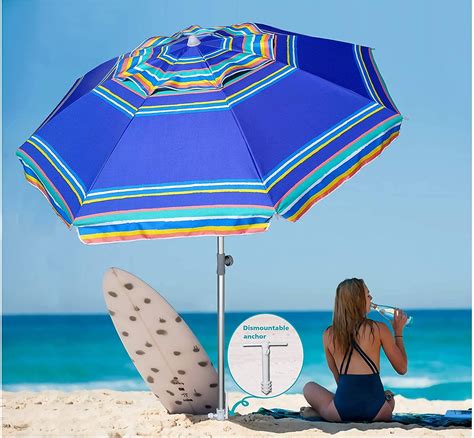 Mua Ammsun 7ft Heavy Duty High Wind Beach Umbrella Parasols With Sand Anchor And Tilt Sun Shelter