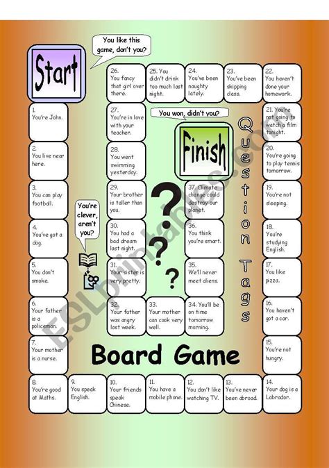 Board Game - Question Tags - ESL worksheet by PhilipR