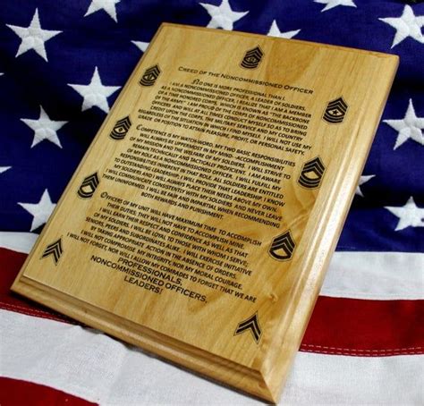 Free Personalization Us Army Nco Creed Plaque Solid Red Alder Etsy