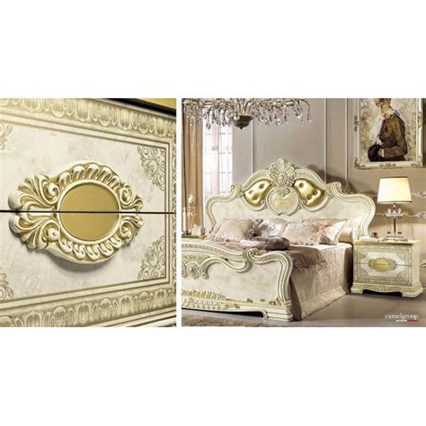 Luxury Gold Ivory King Bedroom Set 3 Classic Royalty Made In Italy Esf