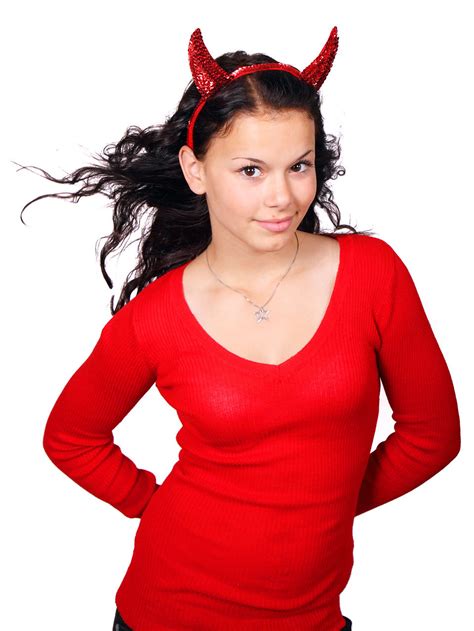 Devil Girl Free Stock Photo A Beautiful Girl In A Red Devil Costume