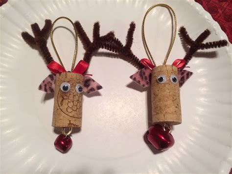 Diy Reindeer Wine Cork Ornaments Used Red Jingle Bell For The Nose