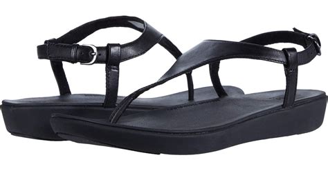 Fitflop Leather Lainey Toe Thong Back Strap Sandal In Black Lyst