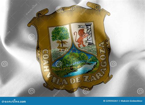 3d Illustration Flag Of Coahuila Is A Region Of Mexico Stock