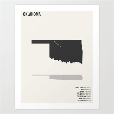 Oklahoma Map Art Print By Finlay Mcnevin Society6