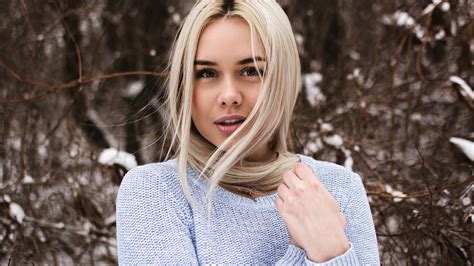 wallpaper women blonde portrait face snow sweater 1800x1012 motta123 1209392 hd