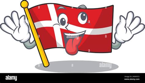 Mascot Illustration Of Crazy Expression Flag Denmark Cartoon Character