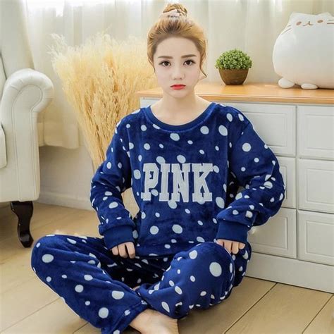 Autumn And Winter Women Pyjamas Sets Thick Warm Coral Velvet Suit