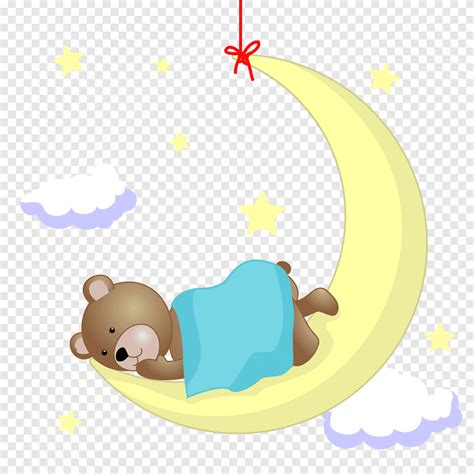 Brown Bear Sleeping On Moon Teddy Bear Good Night Bear Baby Happy