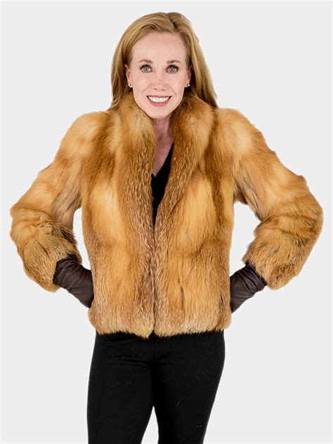 Womans Petite Natural Red Fox Fur Jacket Xs Estate Furs